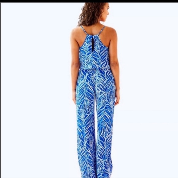 Lilly Pulitzer Dusk Jumpsuit Early Riser size medium blue racerback - Picture 2 of 10